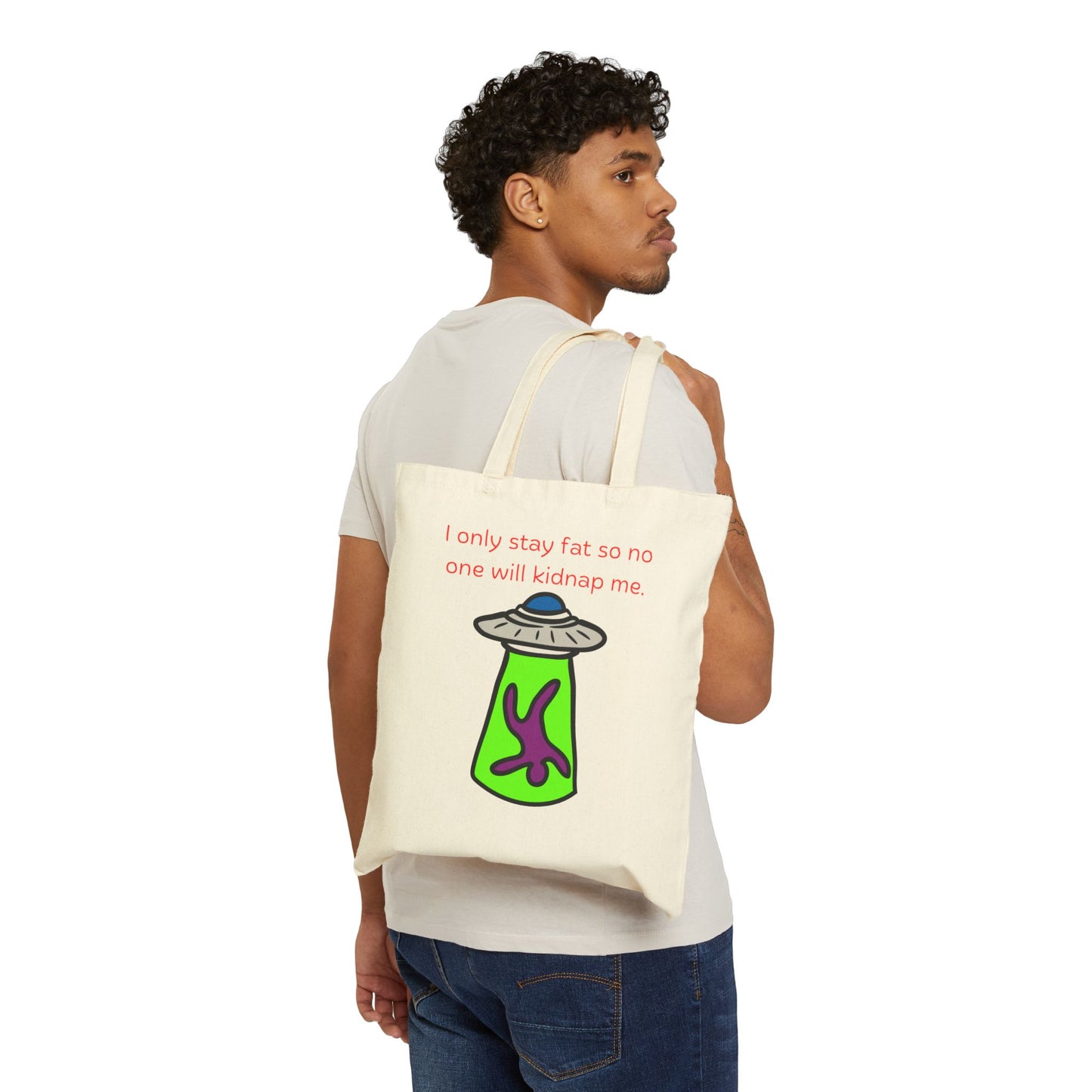 'Too Fat to Kidnap' Cotton Canvas Tote Bag