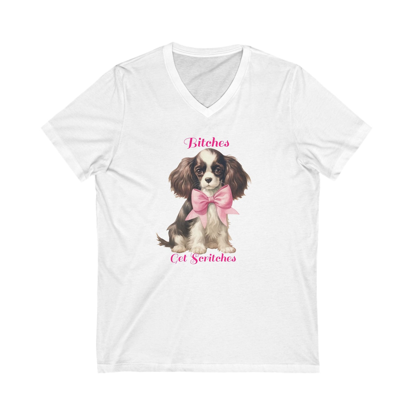 'Bitches Get Scritches' Funny Dog Unisex Jersey Short Sleeve V-Neck Tee