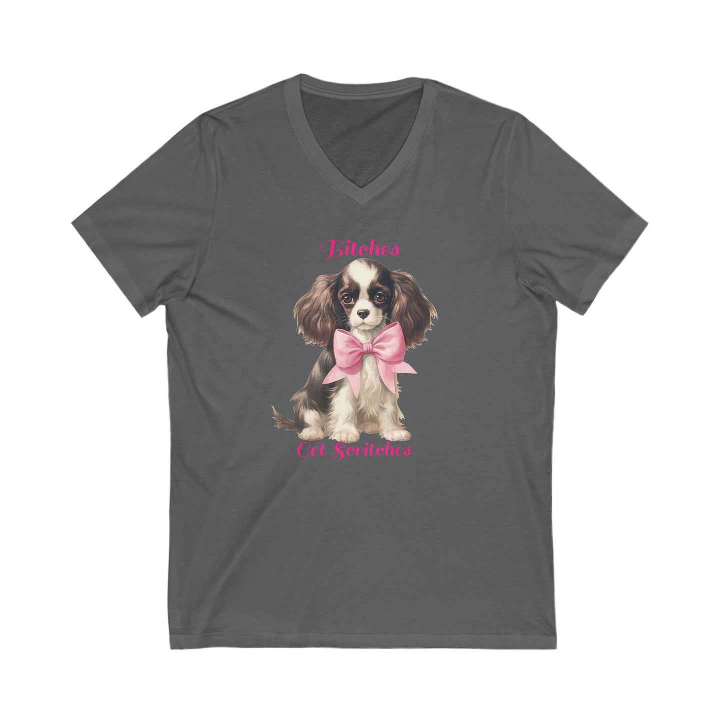 'Bitches Get Scritches' Funny Dog Unisex Jersey Short Sleeve V-Neck Tee