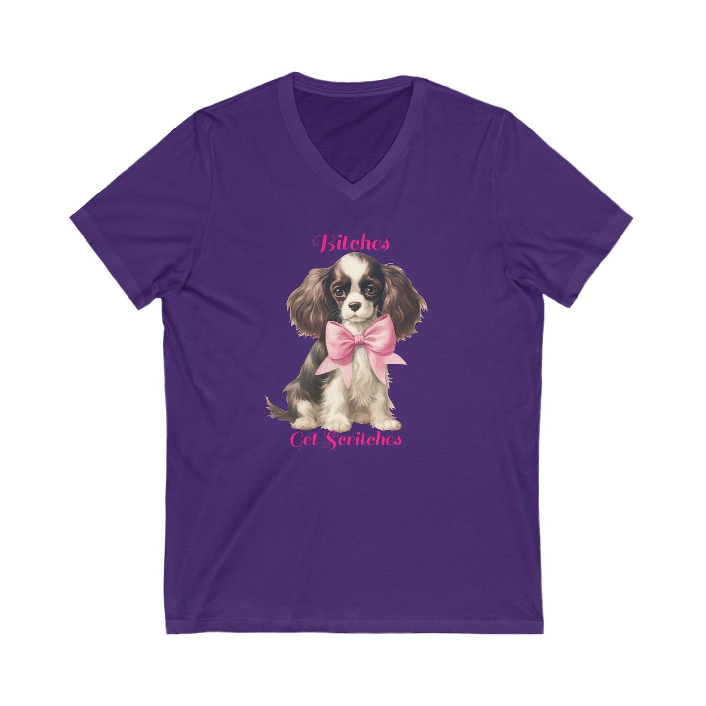 'Bitches Get Scritches' Funny Dog Unisex Jersey Short Sleeve V-Neck Tee