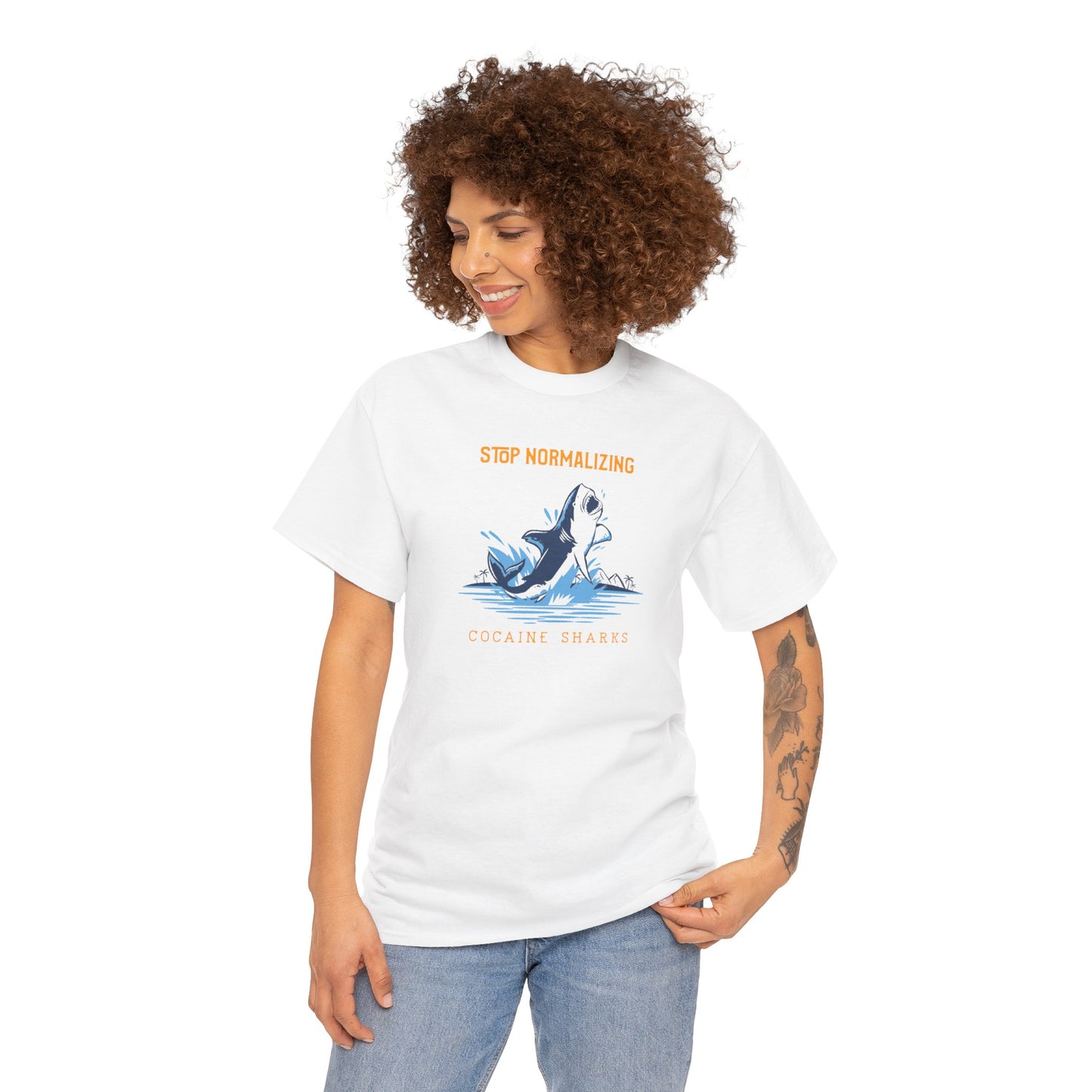 'Cocaine Shark' Unisex Heavy Cotton Tee