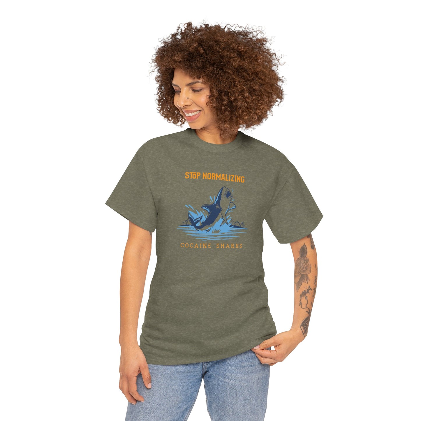 'Cocaine Shark' Unisex Heavy Cotton Tee