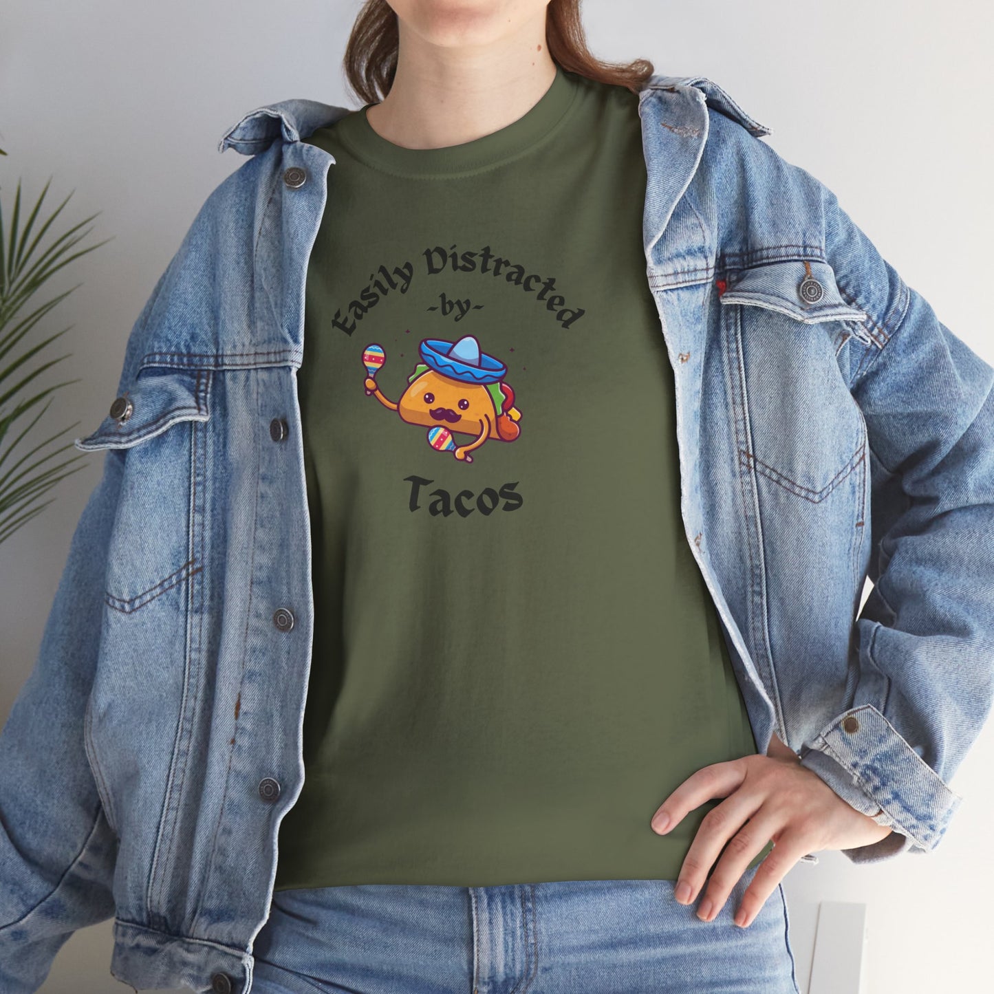 'Easily Distracted by Tacos' Unisex Heavy Cotton Tee