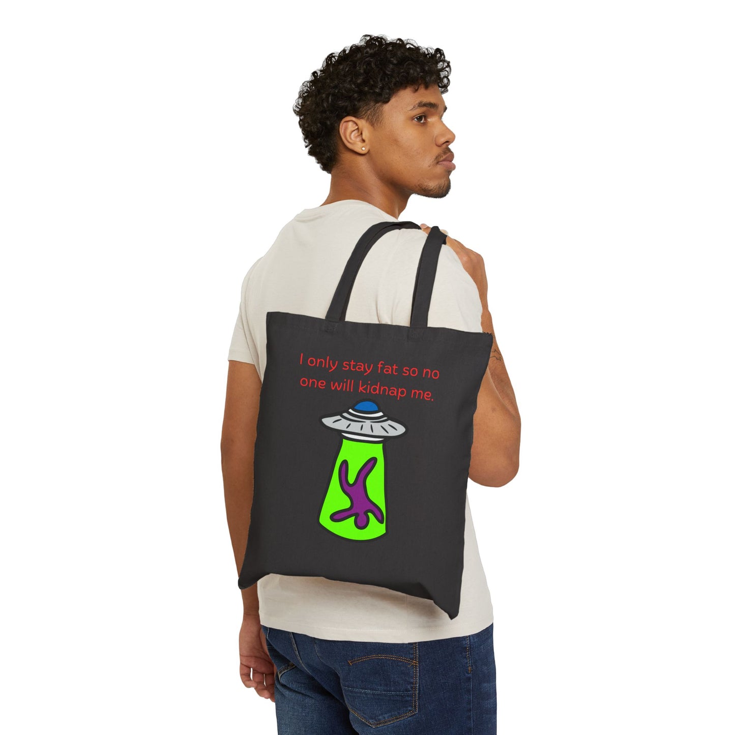 'Too Fat to Kidnap' Cotton Canvas Tote Bag