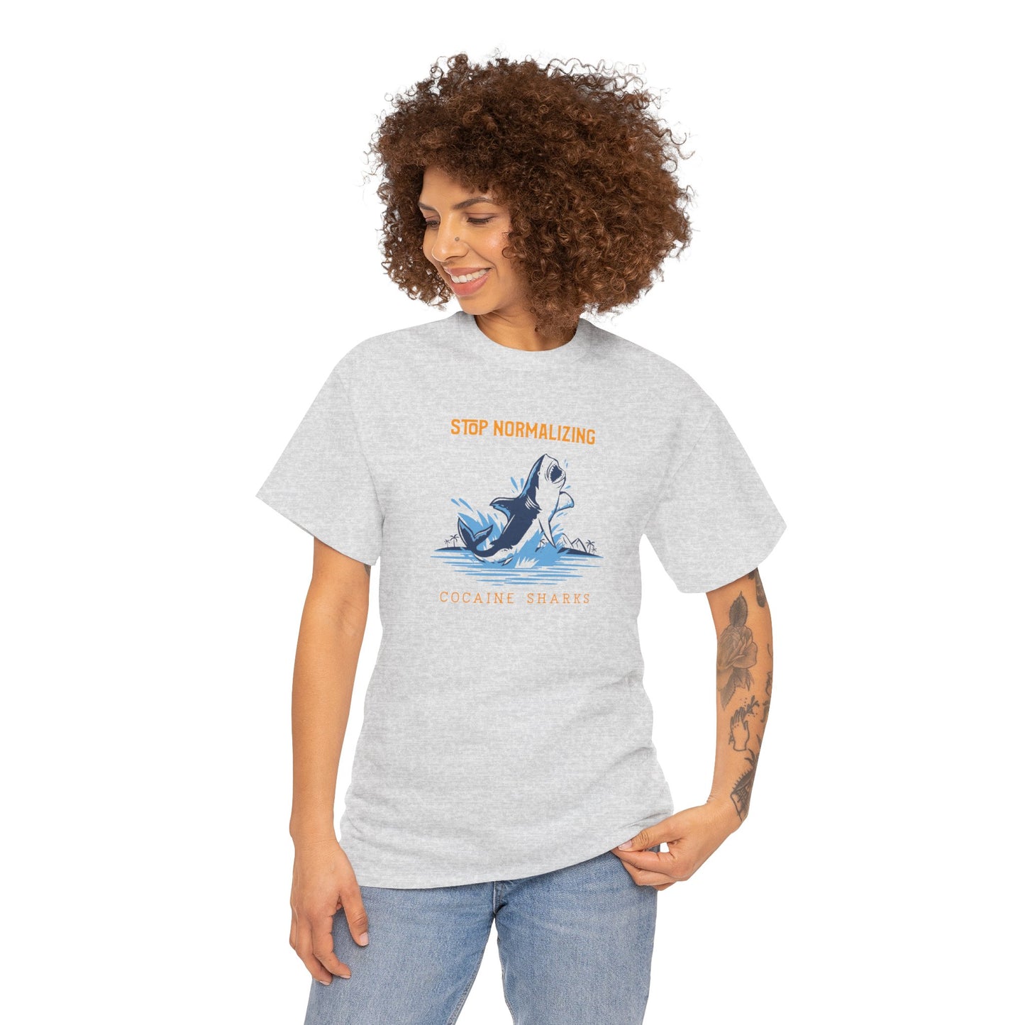 'Cocaine Shark' Unisex Heavy Cotton Tee