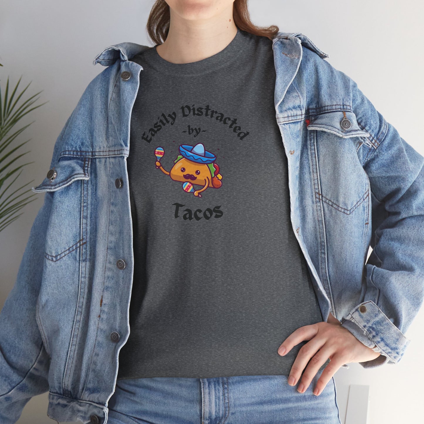'Easily Distracted by Tacos' Unisex Heavy Cotton Tee