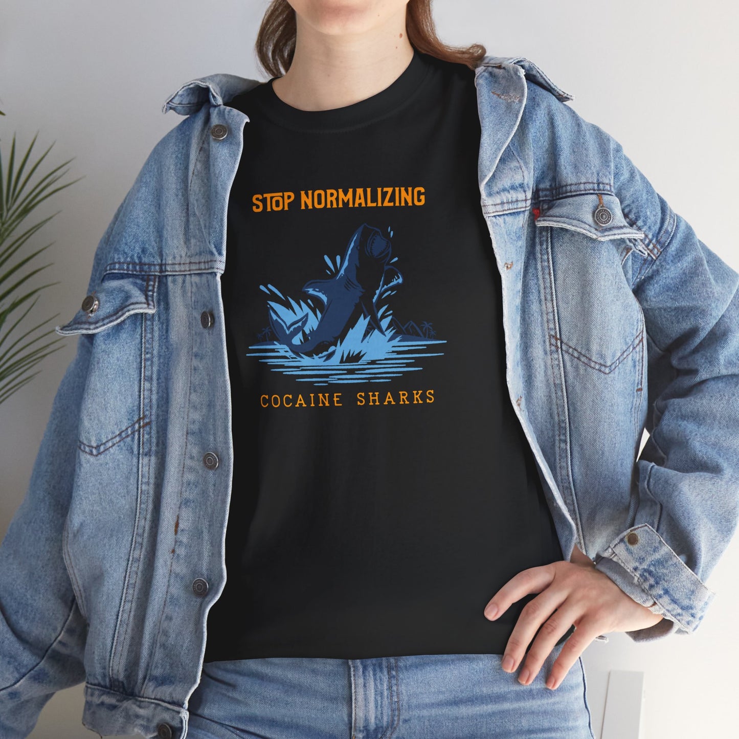 'Cocaine Shark' Unisex Heavy Cotton Tee