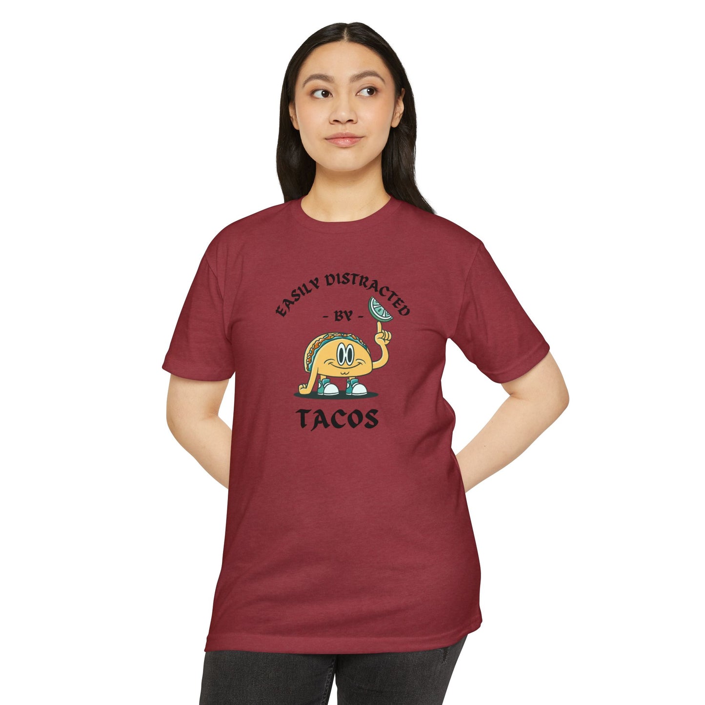 'Easily Distracted by Tacos! Funny Foodie' Unisex Jersey T-shirt