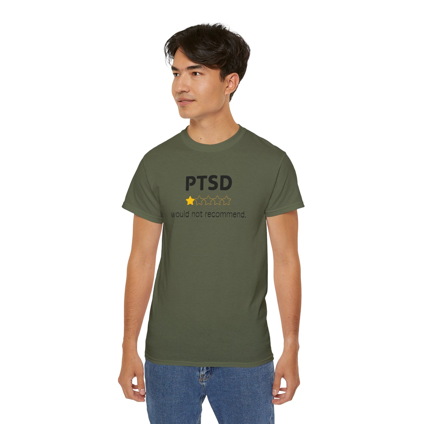 'Black Font PTSD Would Not Recommend' Unisex Ultra Cotton Tee