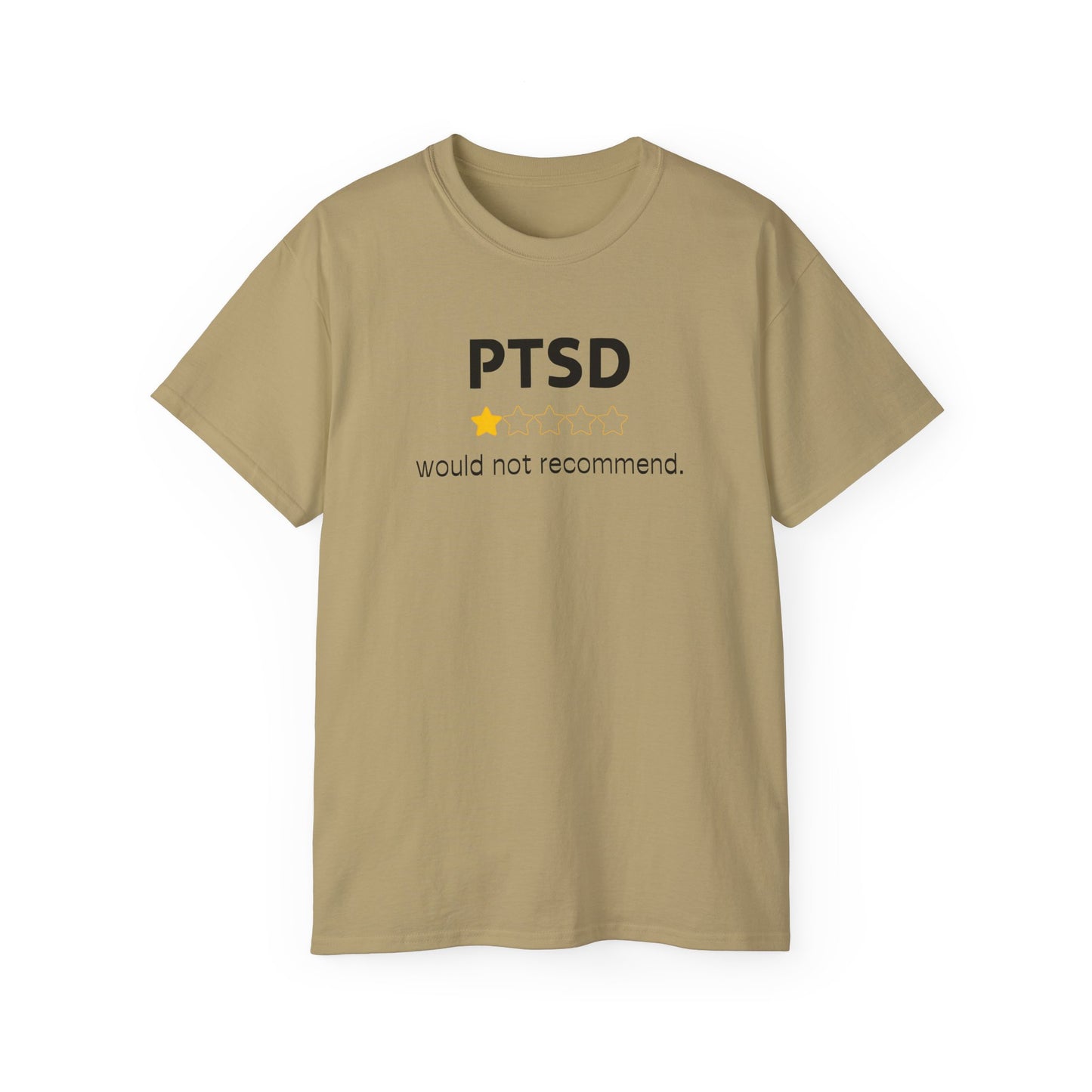 'Black Font PTSD Would Not Recommend' Unisex Ultra Cotton Tee