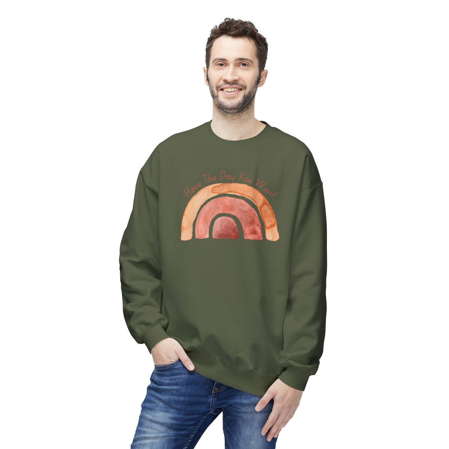 'Have The Day You Want' Unisex Midweight Softstyle Fleece Crewneck Sweatshirt
