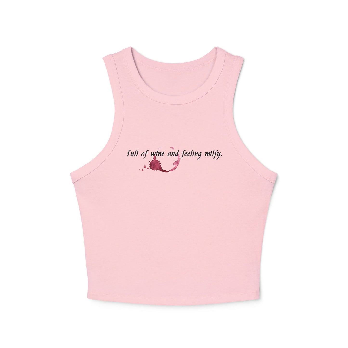 'Full of Wine & Feeling MILFY' Funny Women's Micro-Rib Racer Tank