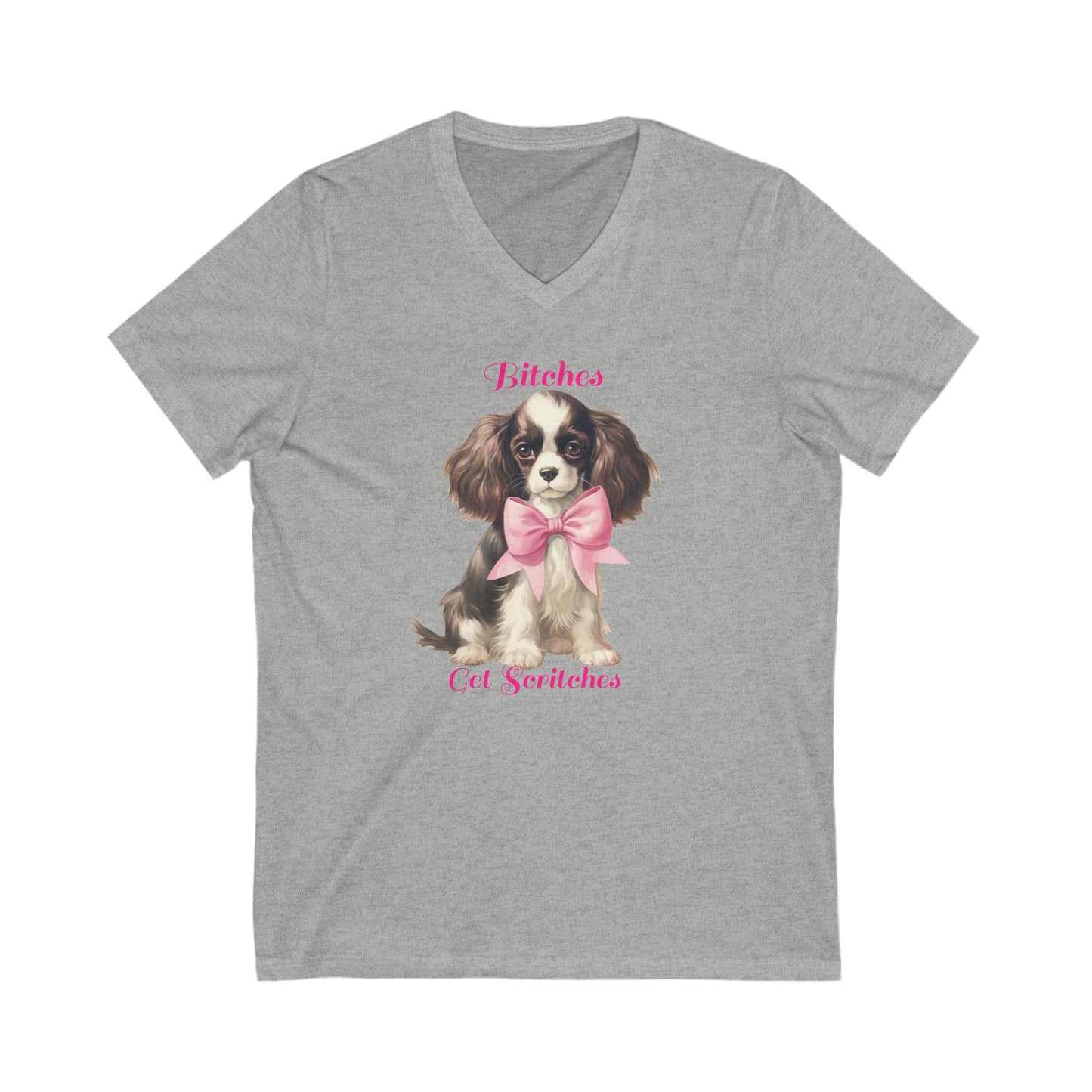 'Bitches Get Scritches' Funny Dog Unisex Jersey Short Sleeve V-Neck Tee