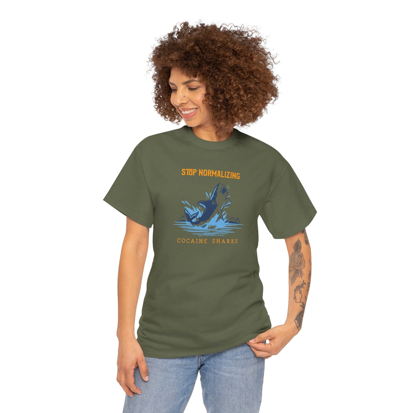 'Cocaine Shark' Unisex Heavy Cotton Tee