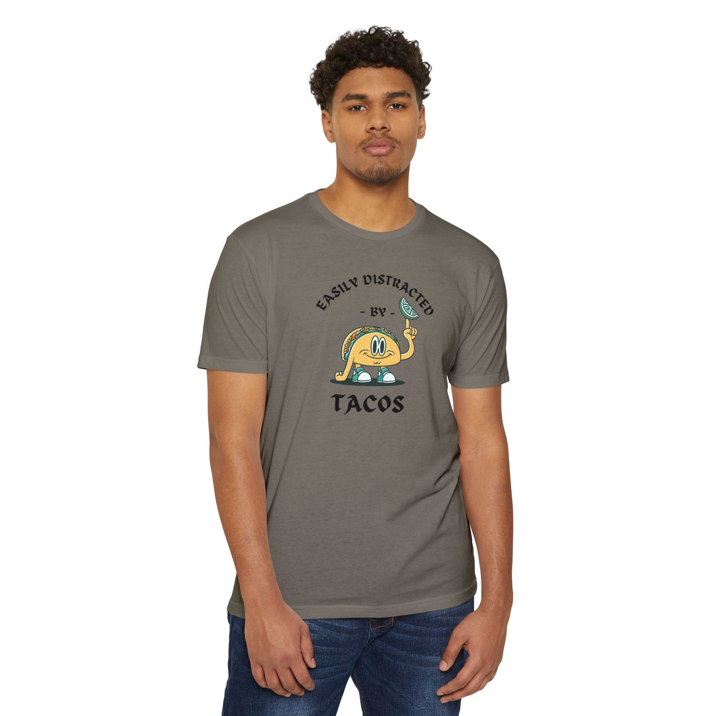 'Easily Distracted by Tacos! Funny Foodie' Unisex Jersey T-shirt
