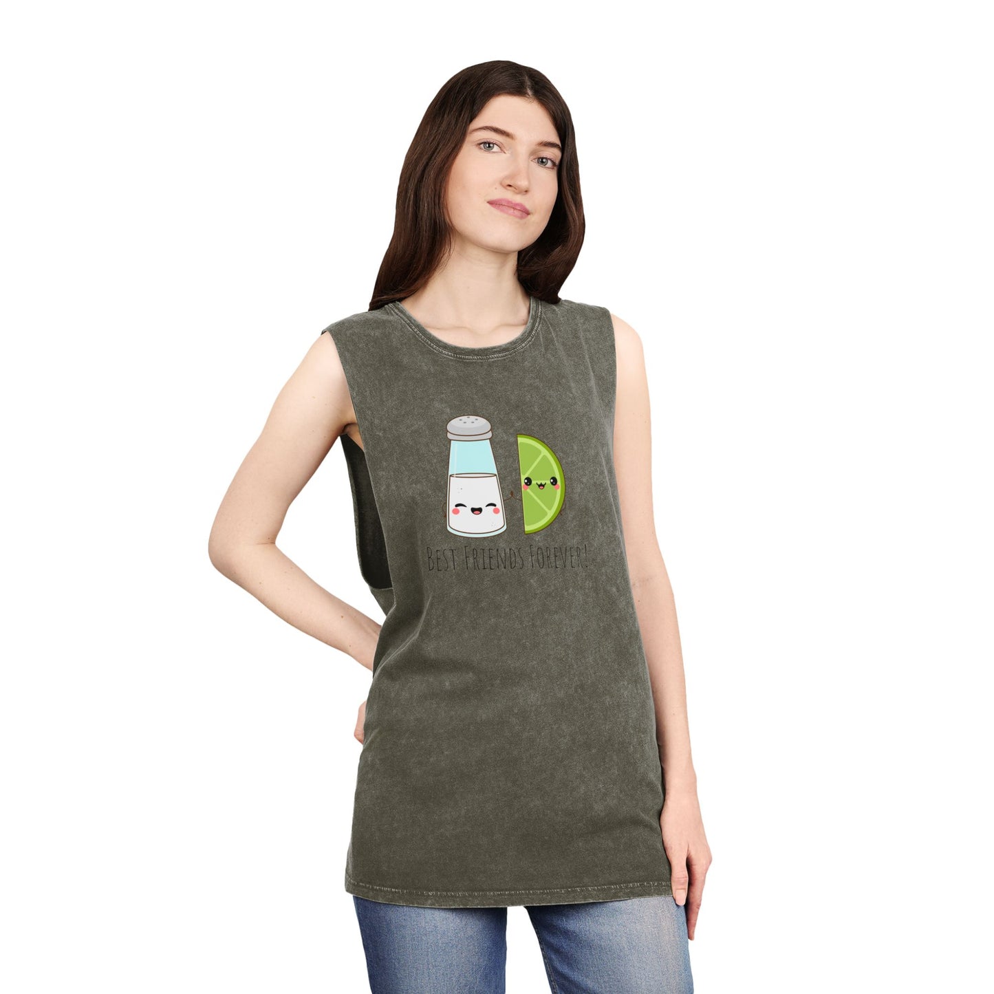 Salt & Lime Best Friends Forever! Unisex Stonewash Tank Top