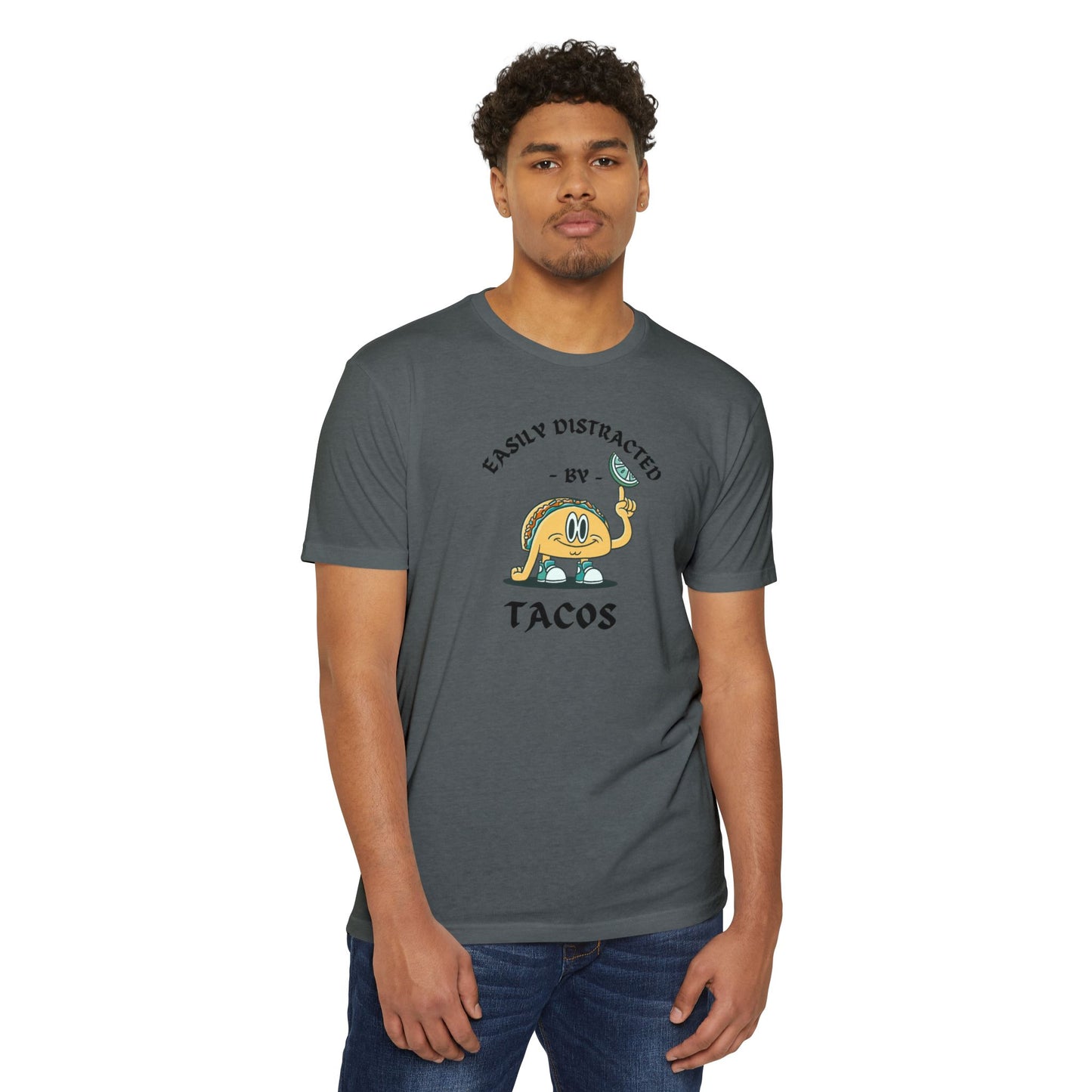 'Easily Distracted by Tacos! Funny Foodie' Unisex Jersey T-shirt