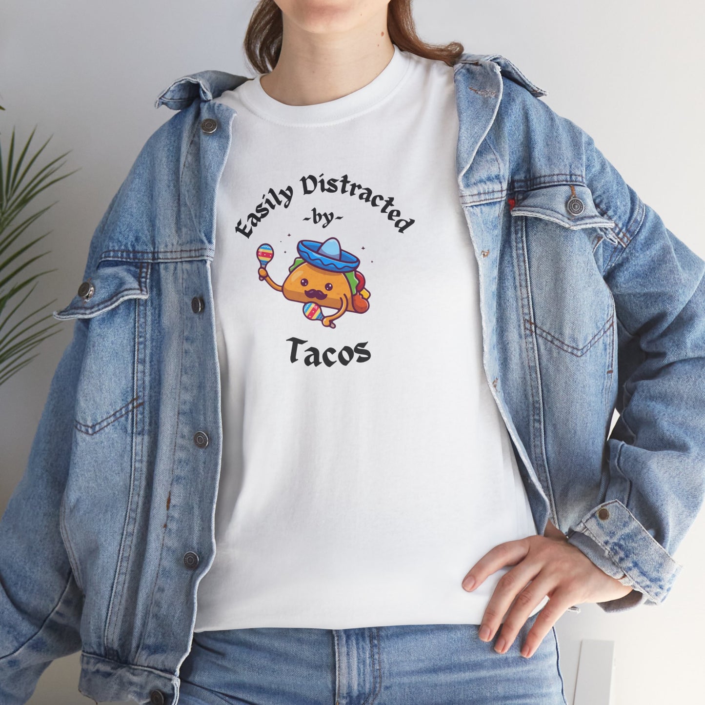 'Easily Distracted by Tacos' Unisex Heavy Cotton Tee