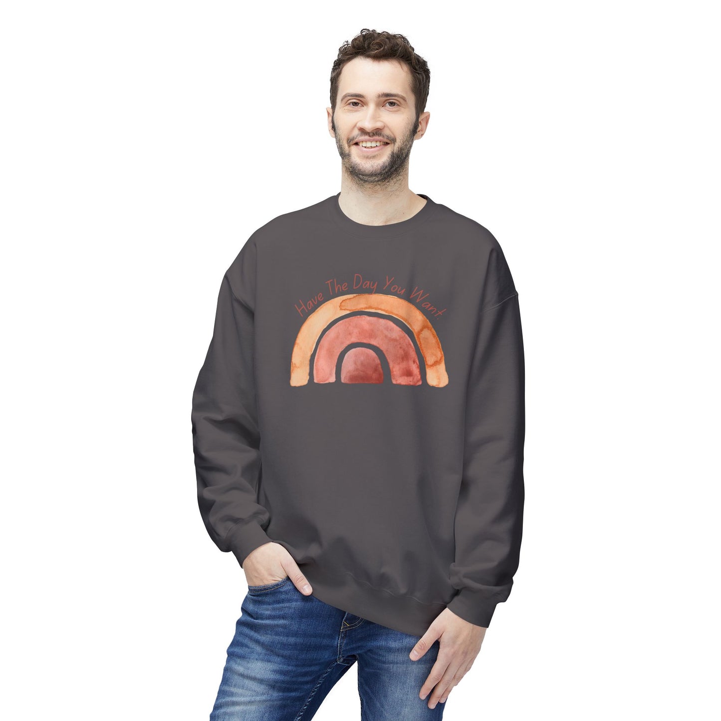 'Have The Day You Want' Unisex Midweight Softstyle Fleece Crewneck Sweatshirt