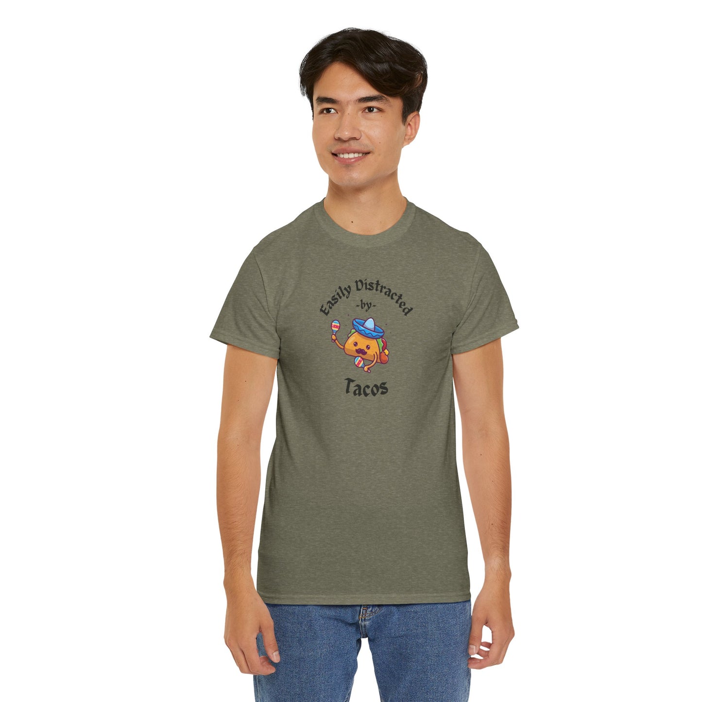 'Easily Distracted by Tacos' Unisex Heavy Cotton Tee