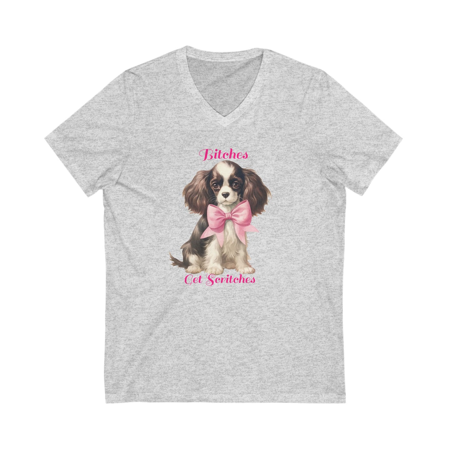 'Bitches Get Scritches' Funny Dog Unisex Jersey Short Sleeve V-Neck Tee