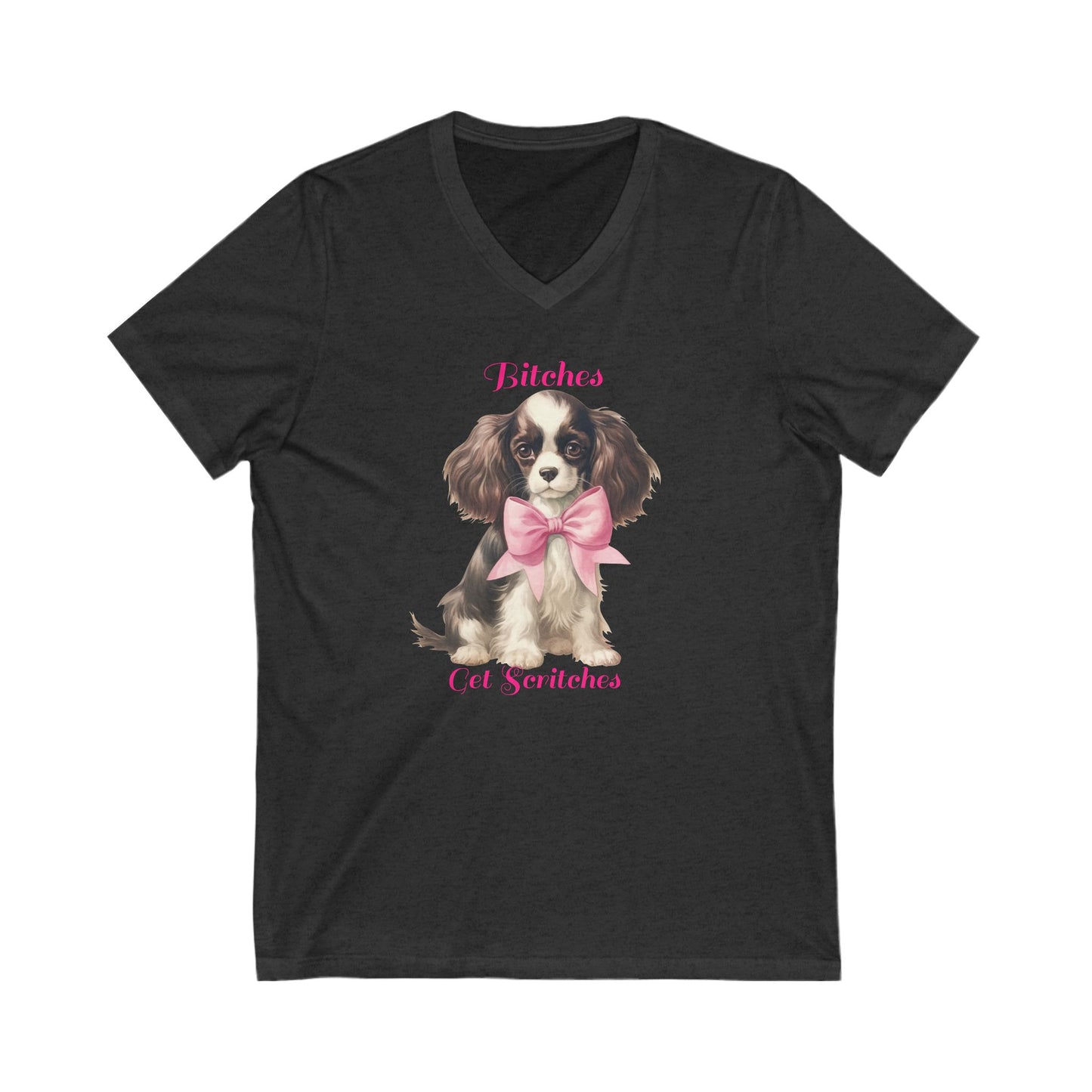 'Bitches Get Scritches' Funny Dog Unisex Jersey Short Sleeve V-Neck Tee