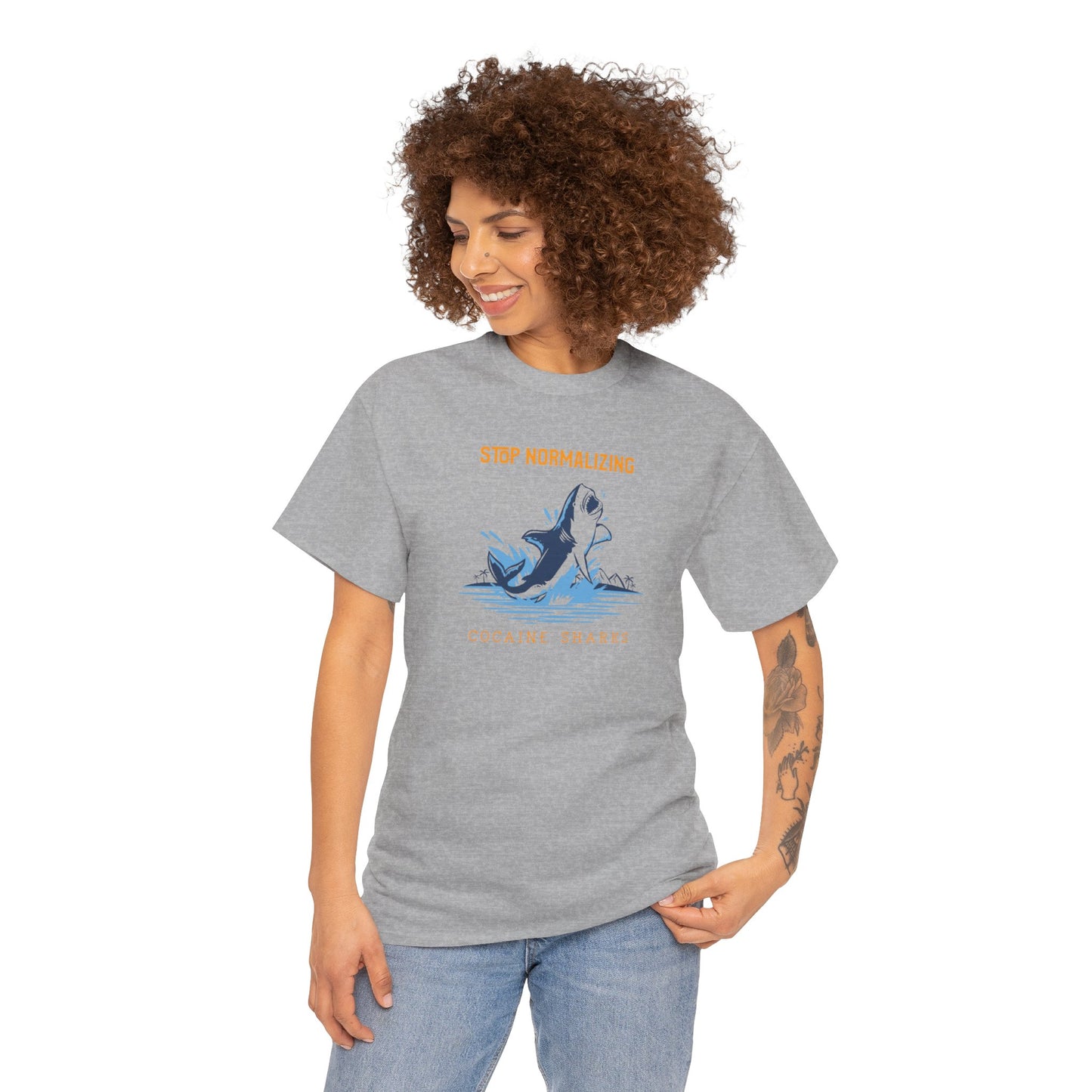'Cocaine Shark' Unisex Heavy Cotton Tee