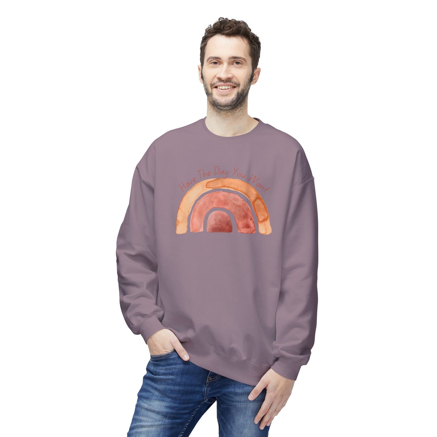 'Have The Day You Want' Unisex Midweight Softstyle Fleece Crewneck Sweatshirt