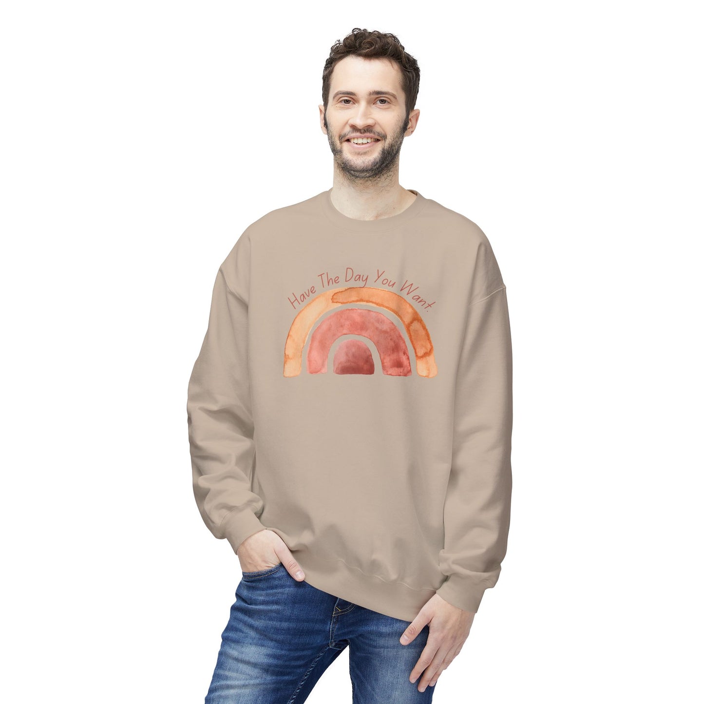 'Have The Day You Want' Unisex Midweight Softstyle Fleece Crewneck Sweatshirt