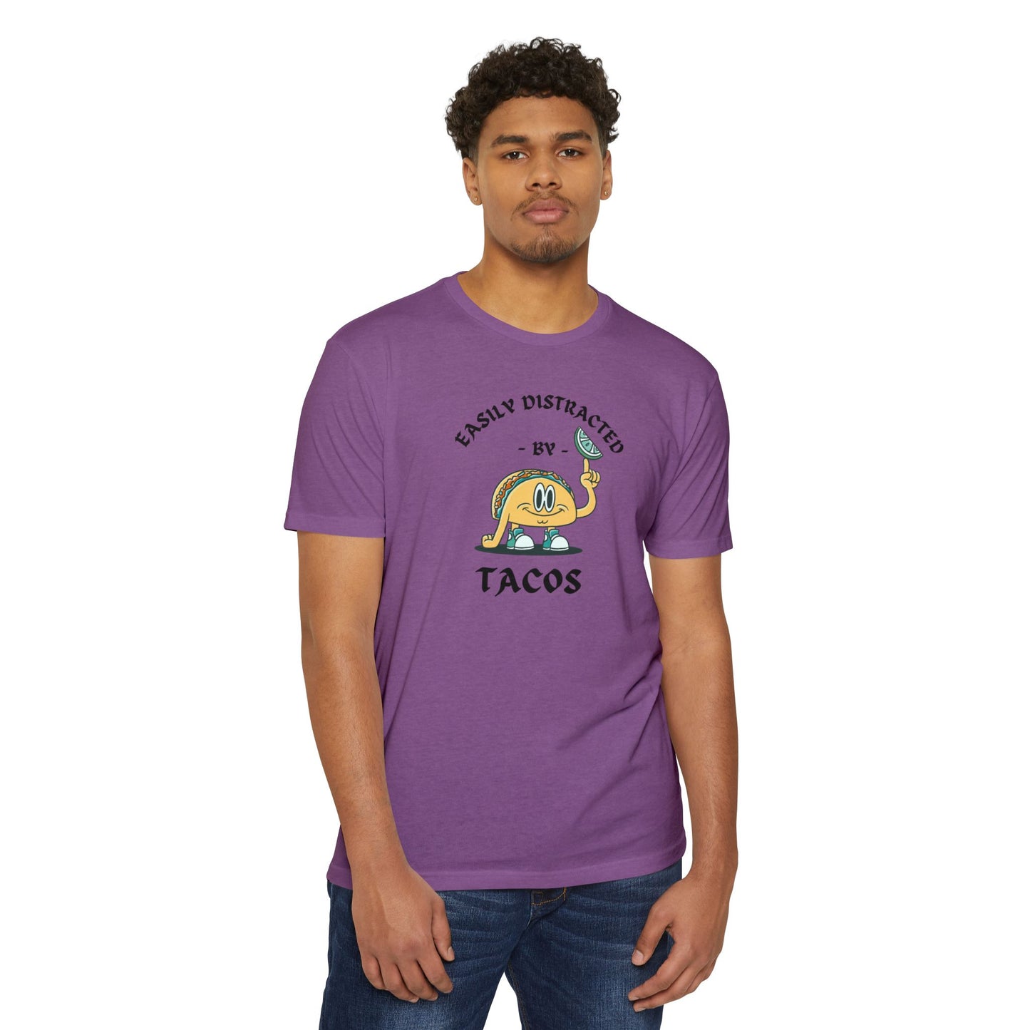 'Easily Distracted by Tacos! Funny Foodie' Unisex Jersey T-shirt