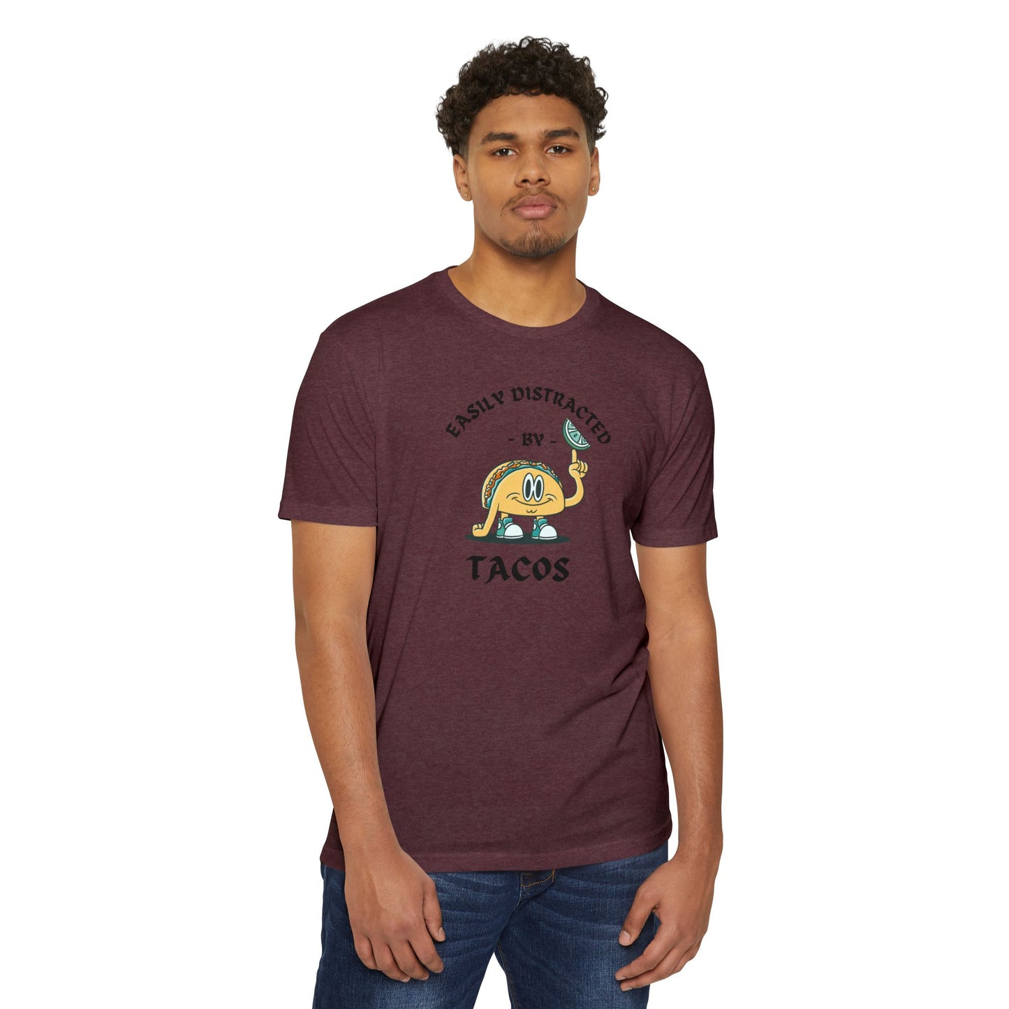 'Easily Distracted by Tacos! Funny Foodie' Unisex Jersey T-shirt