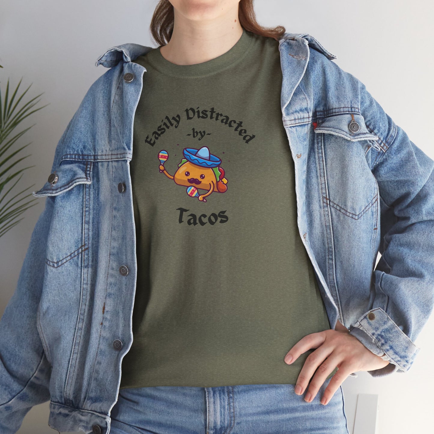 'Easily Distracted by Tacos' Unisex Heavy Cotton Tee