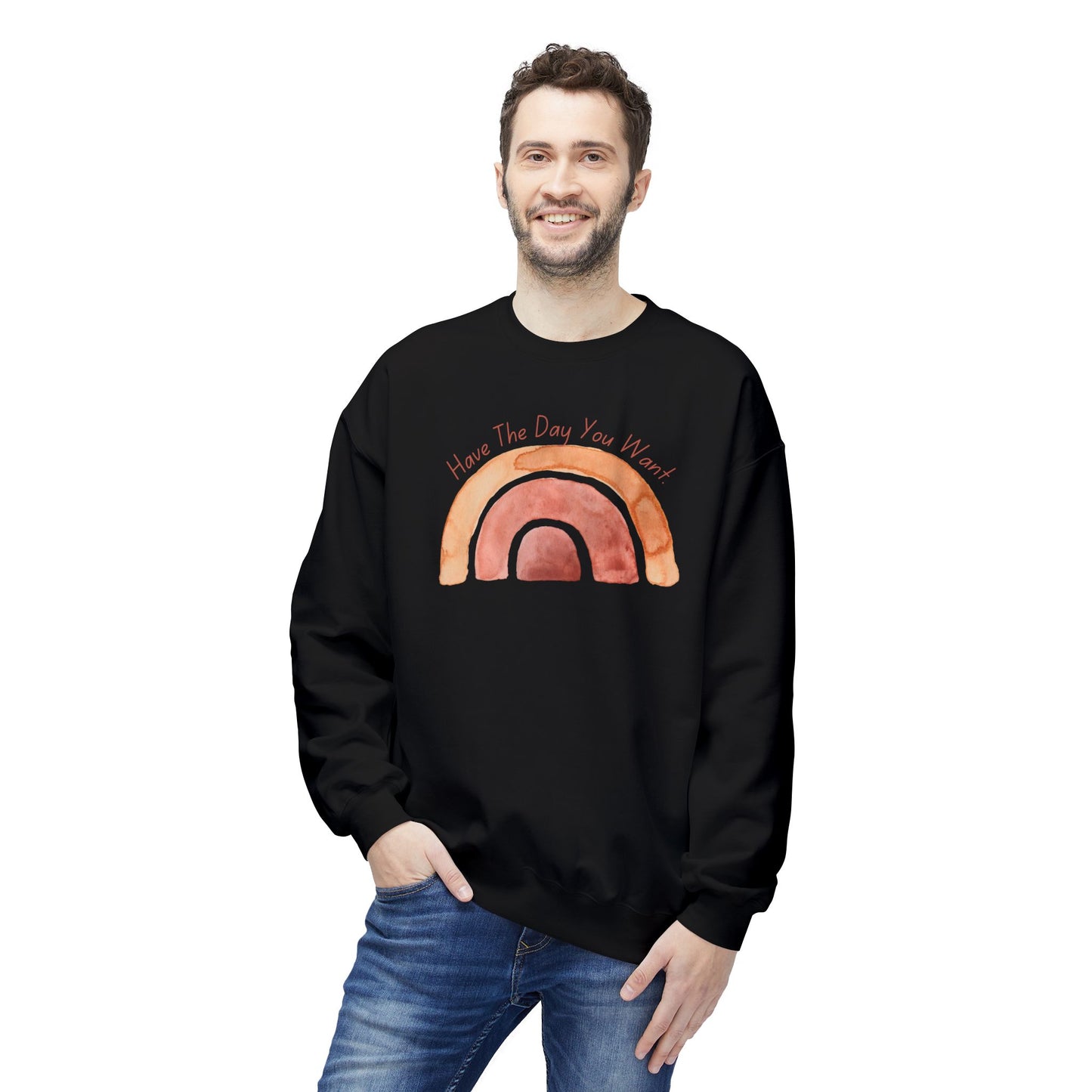'Have The Day You Want' Unisex Midweight Softstyle Fleece Crewneck Sweatshirt