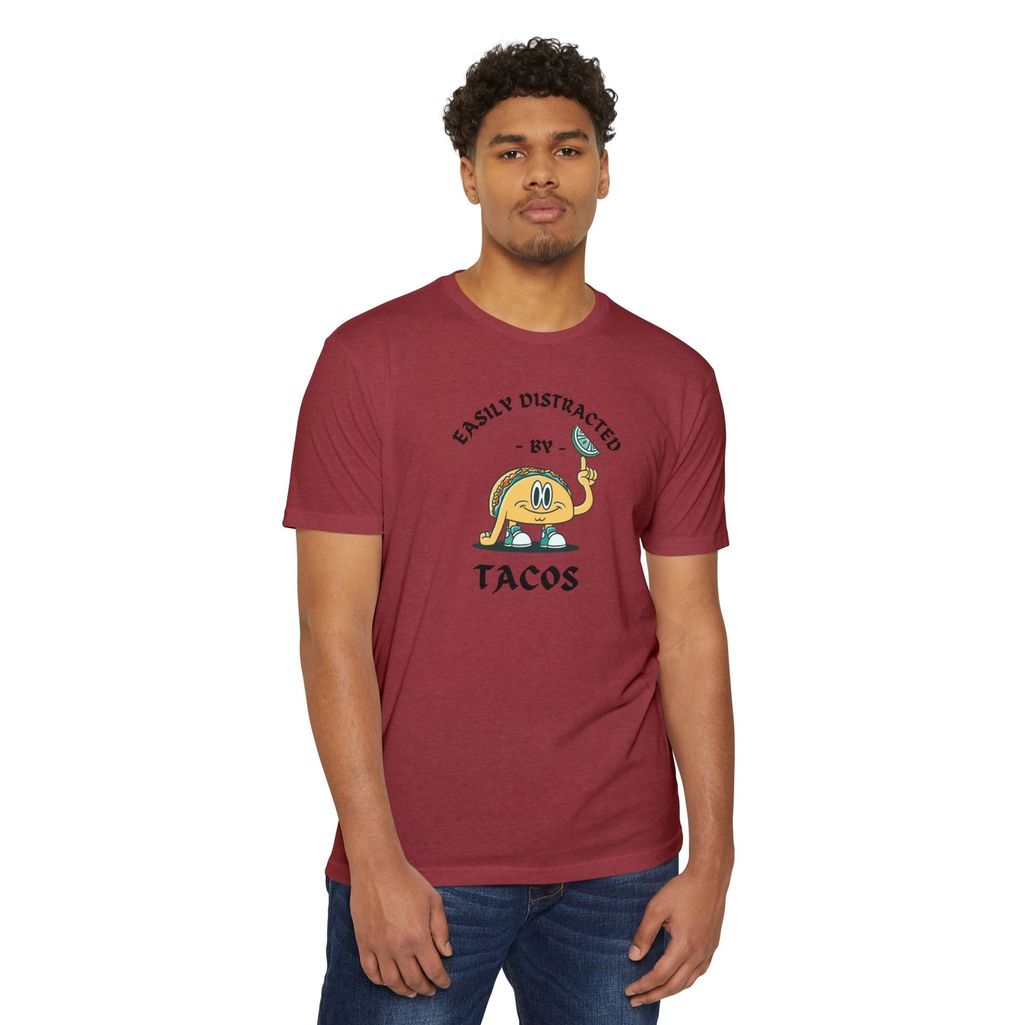 'Easily Distracted by Tacos! Funny Foodie' Unisex Jersey T-shirt