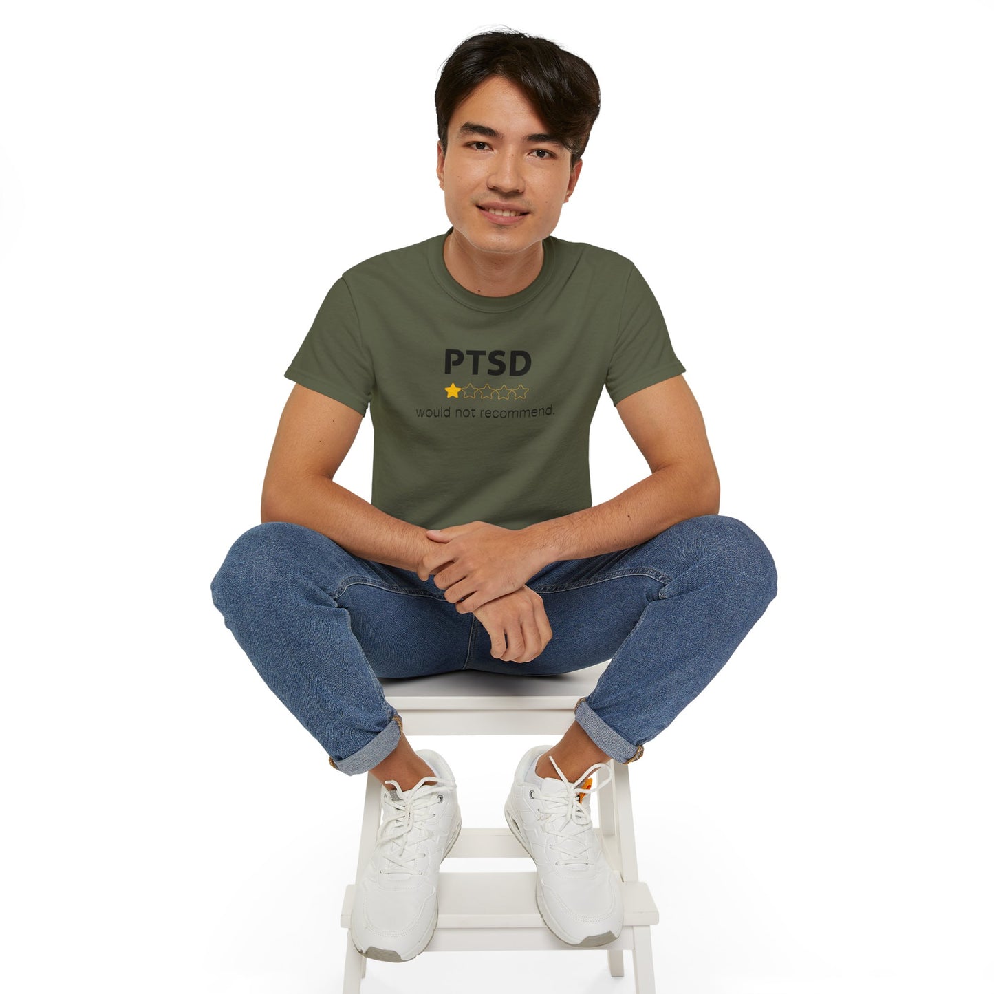 'Black Font PTSD Would Not Recommend' Unisex Ultra Cotton Tee