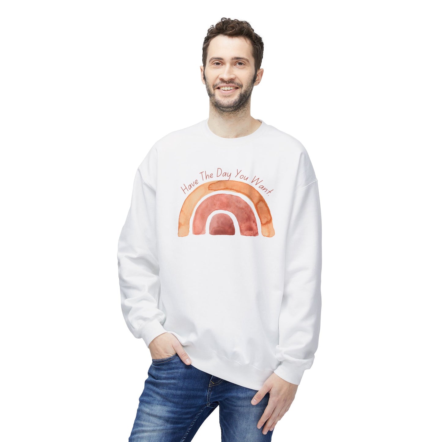 'Have The Day You Want' Unisex Midweight Softstyle Fleece Crewneck Sweatshirt