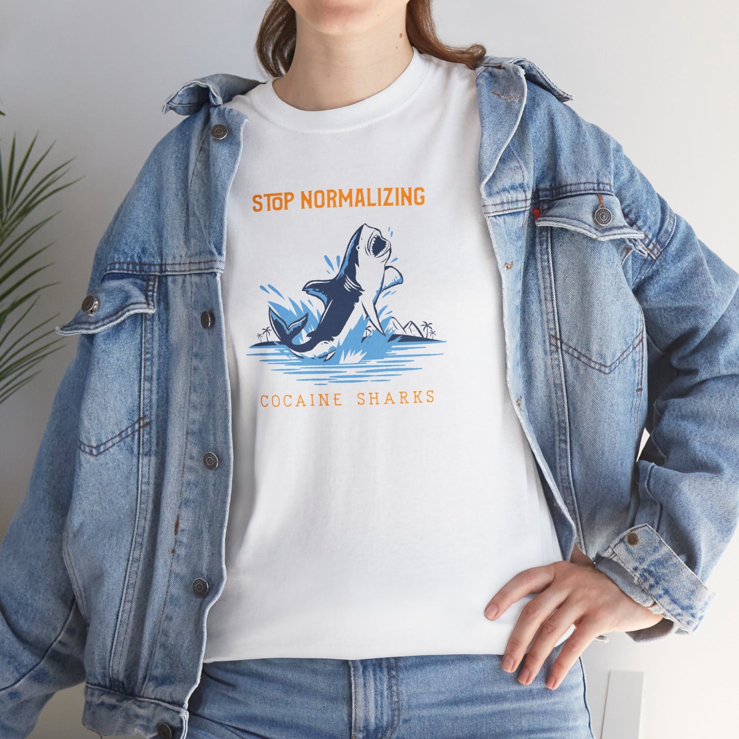 'Cocaine Shark' Unisex Heavy Cotton Tee