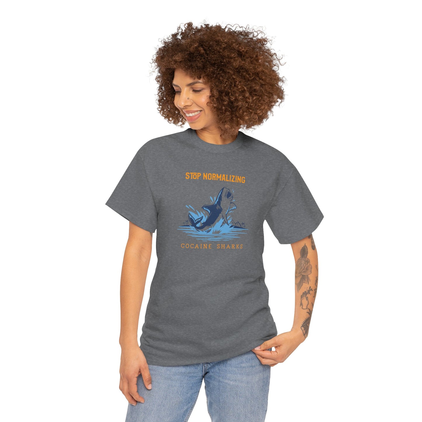 'Cocaine Shark' Unisex Heavy Cotton Tee