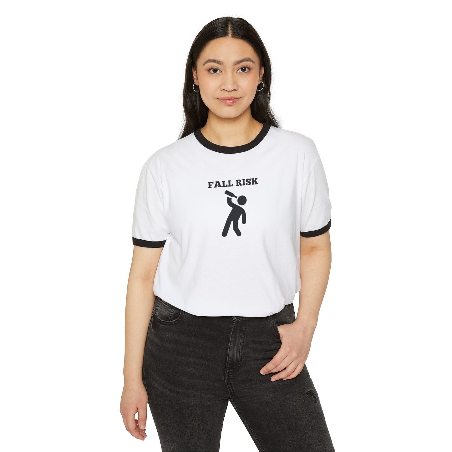 'Fall Risk' Unisex Cotton Ringer T-Shirt