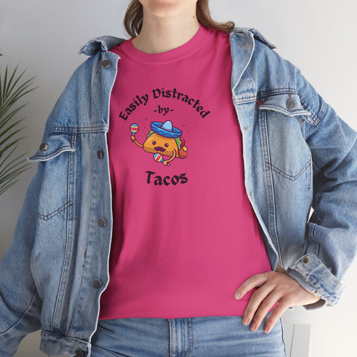 'Easily Distracted by Tacos' Unisex Heavy Cotton Tee
