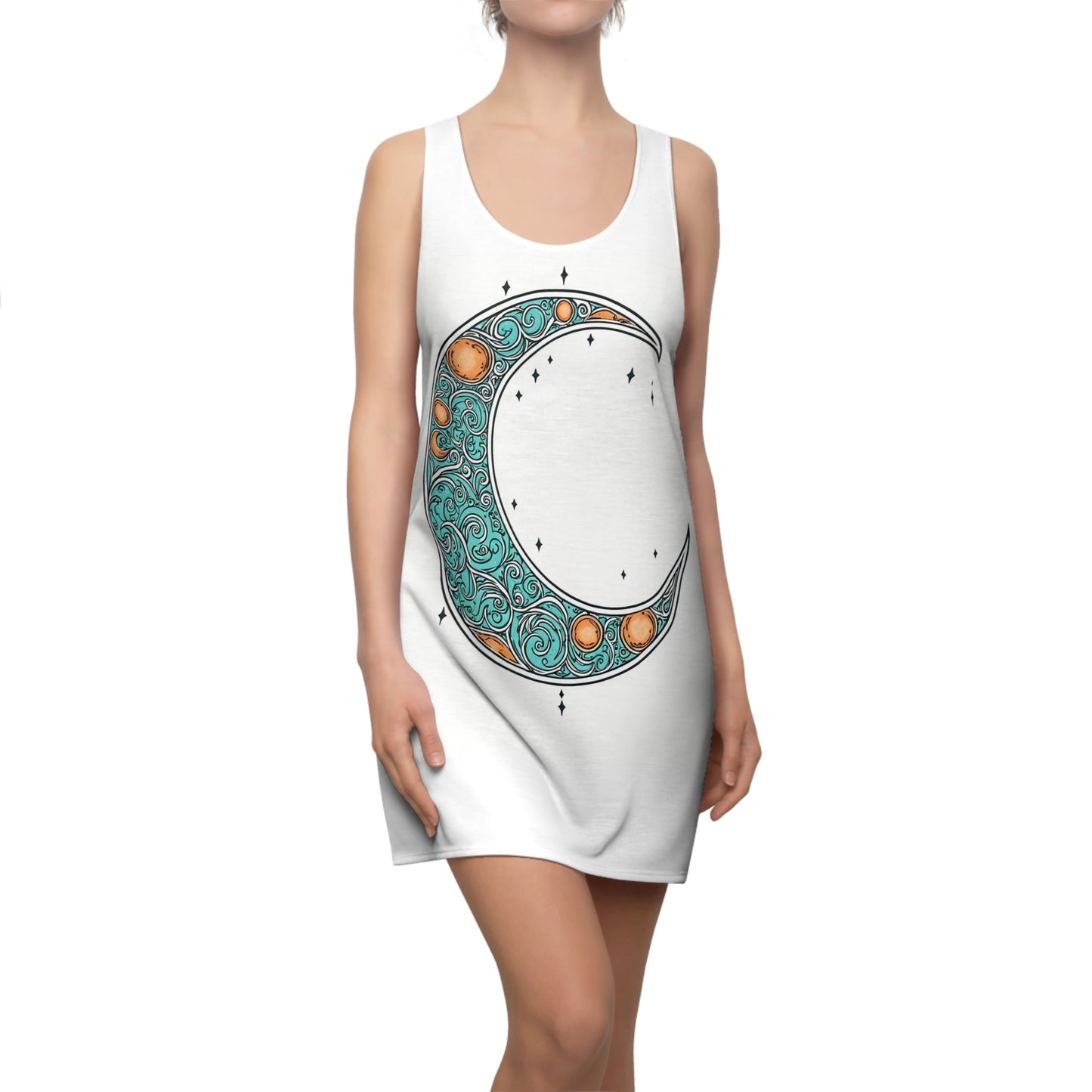 'Once in a Teal Moon' Women's Cut & Sew Racerback Dress (AOP)