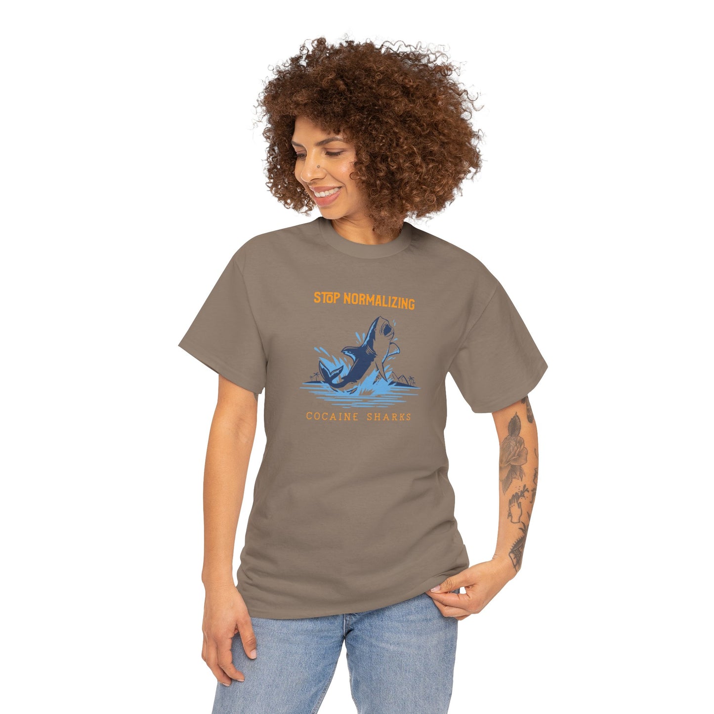 'Cocaine Shark' Unisex Heavy Cotton Tee