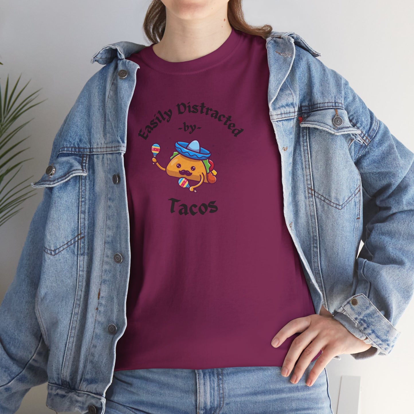 'Easily Distracted by Tacos' Unisex Heavy Cotton Tee