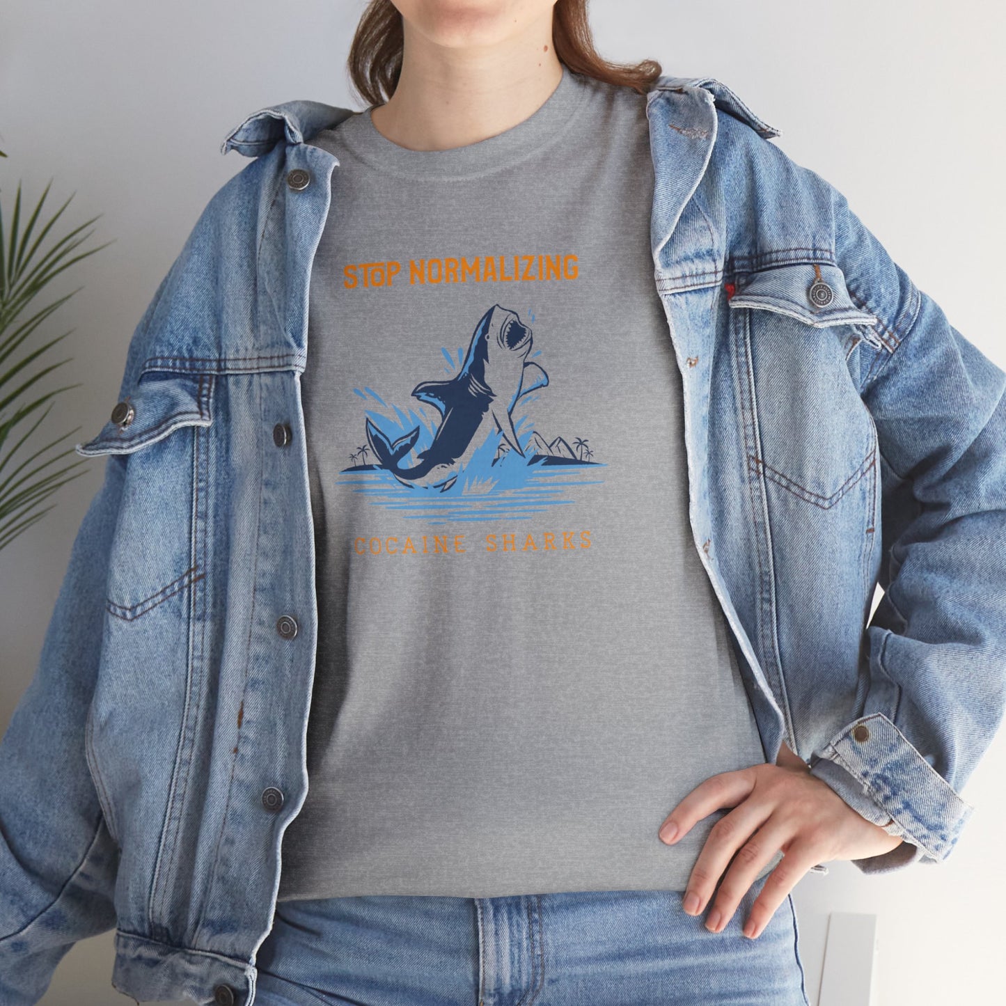 'Cocaine Shark' Unisex Heavy Cotton Tee