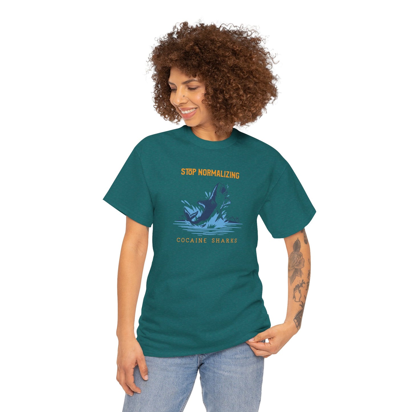 'Cocaine Shark' Unisex Heavy Cotton Tee