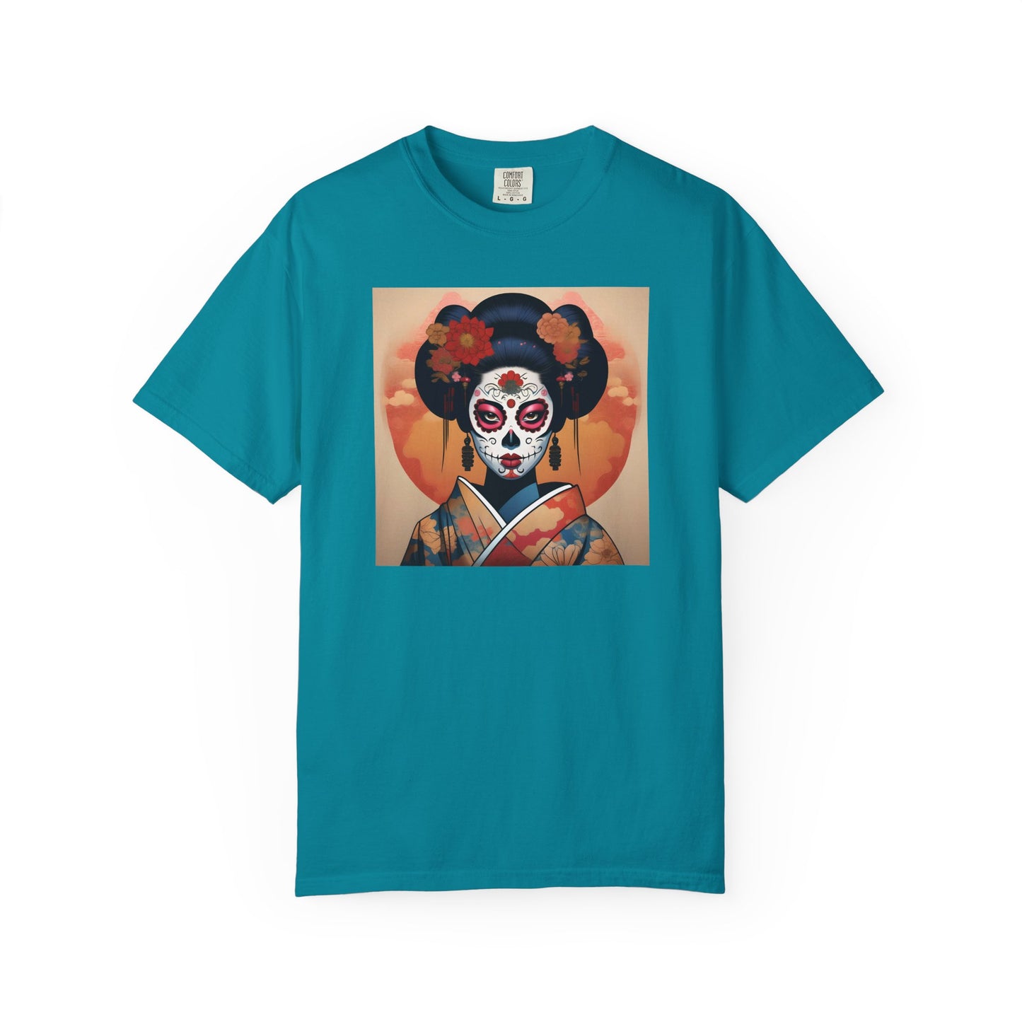 'Sugar Skull Geisha Girl' Unisex Garment-Dyed T-shirt
