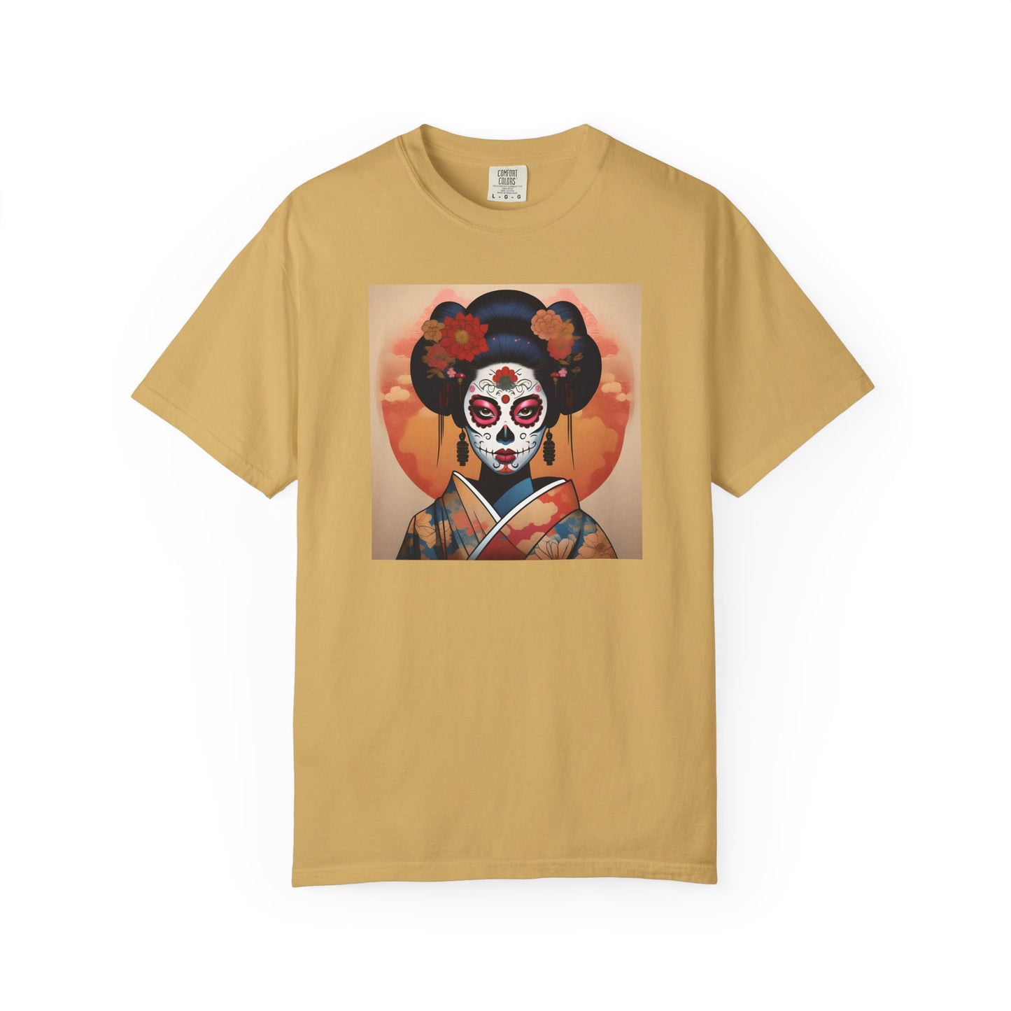 'Sugar Skull Geisha Girl' Unisex Garment-Dyed T-shirt