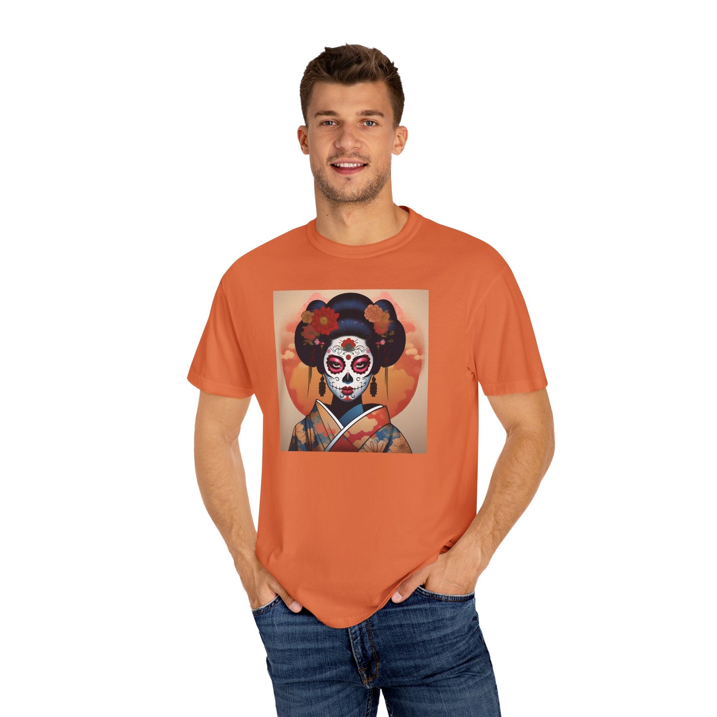 'Sugar Skull Geisha Girl' Unisex Garment-Dyed T-shirt