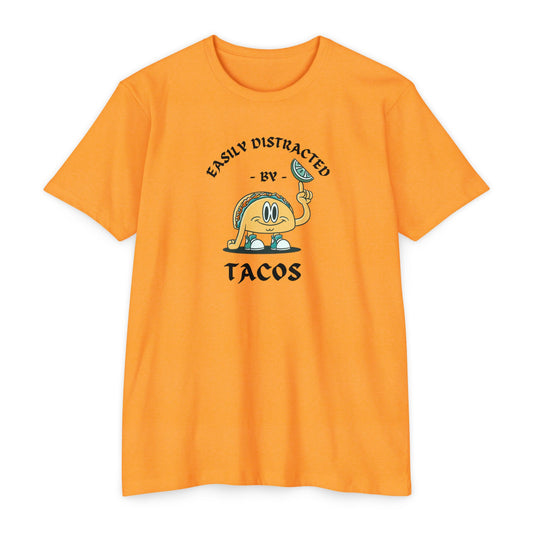 'Easily Distracted by Tacos! Funny Foodie' Unisex Jersey T-shirt