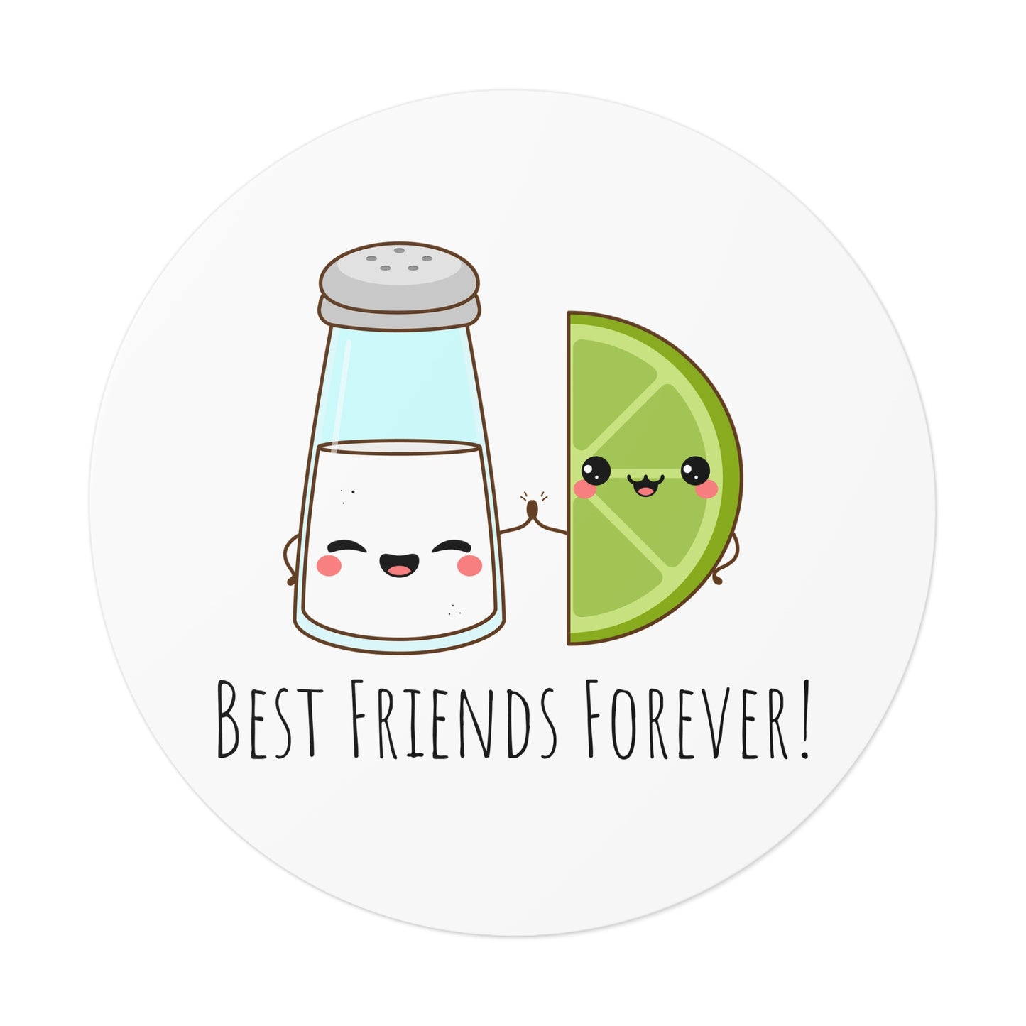 'Salt & Lime Best Friends Forever!' Cute Round Vinyl Stickers